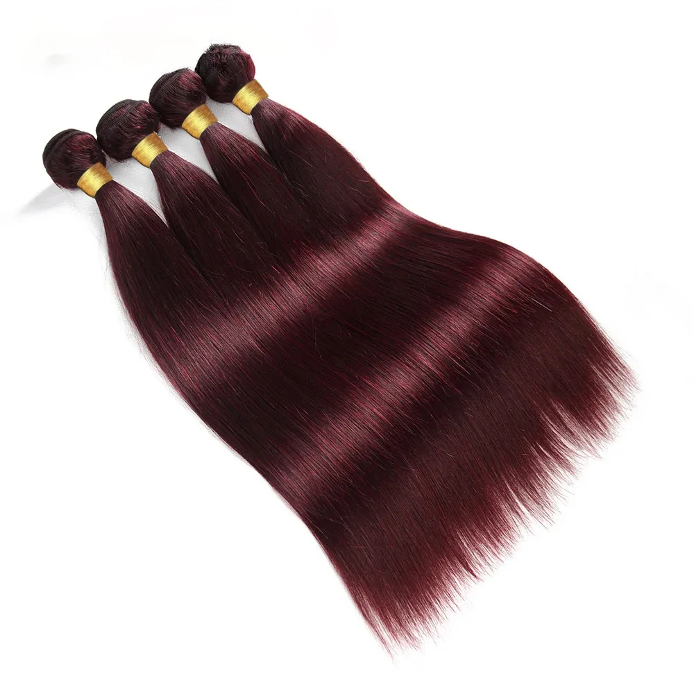 Mèches Brésiliennes Naturelles Lisses, Couleur Bordeaux 99J, 28 30 Pouces, 3 Pièces, Offres d'Extension de Cheveux