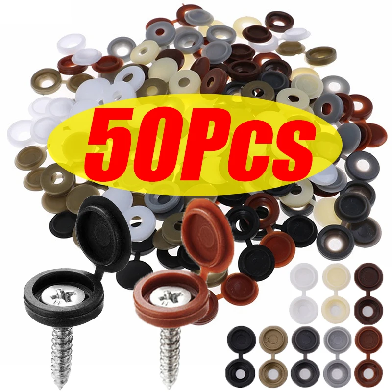 

10/50Pcs Fold Snap Hinged Plastic Screw Cap Cover Nuts Protective Fixing Cap Button For Car Decorative Nuts Bolts Hardware