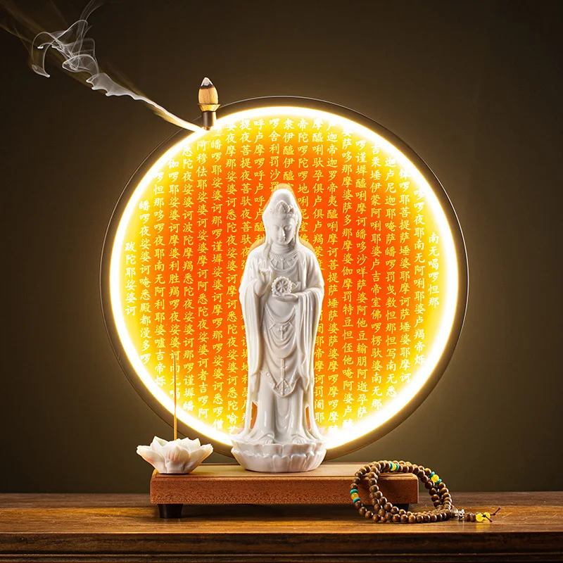 Guanyin Bodhisattva Buddha Statues Ceramic statues Lamp Circle For Living Room Incense Porch Home Decor Office Feng Shui Statue