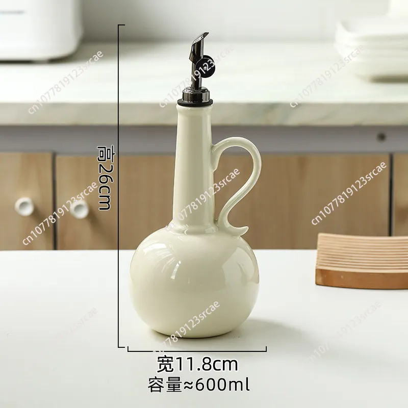 Ceramic Oil Dispenser Bottle, Multifunctional Kitchen Container for Soy Sauce Vinegar and Olive Oil view 6