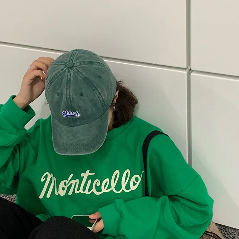 قبعة بيسبول كلاسيكية مغسولة - قبعة للزوجين من American Streetwear مطرزة بسيطة وناعمة للجنسين للرجال والنساء