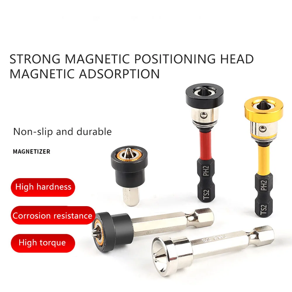 50mm 5pcs Magnetic Drywall Screw Bits Setter Kit with Positioning Drill Bit Holder Extension for Locating Screws Tools