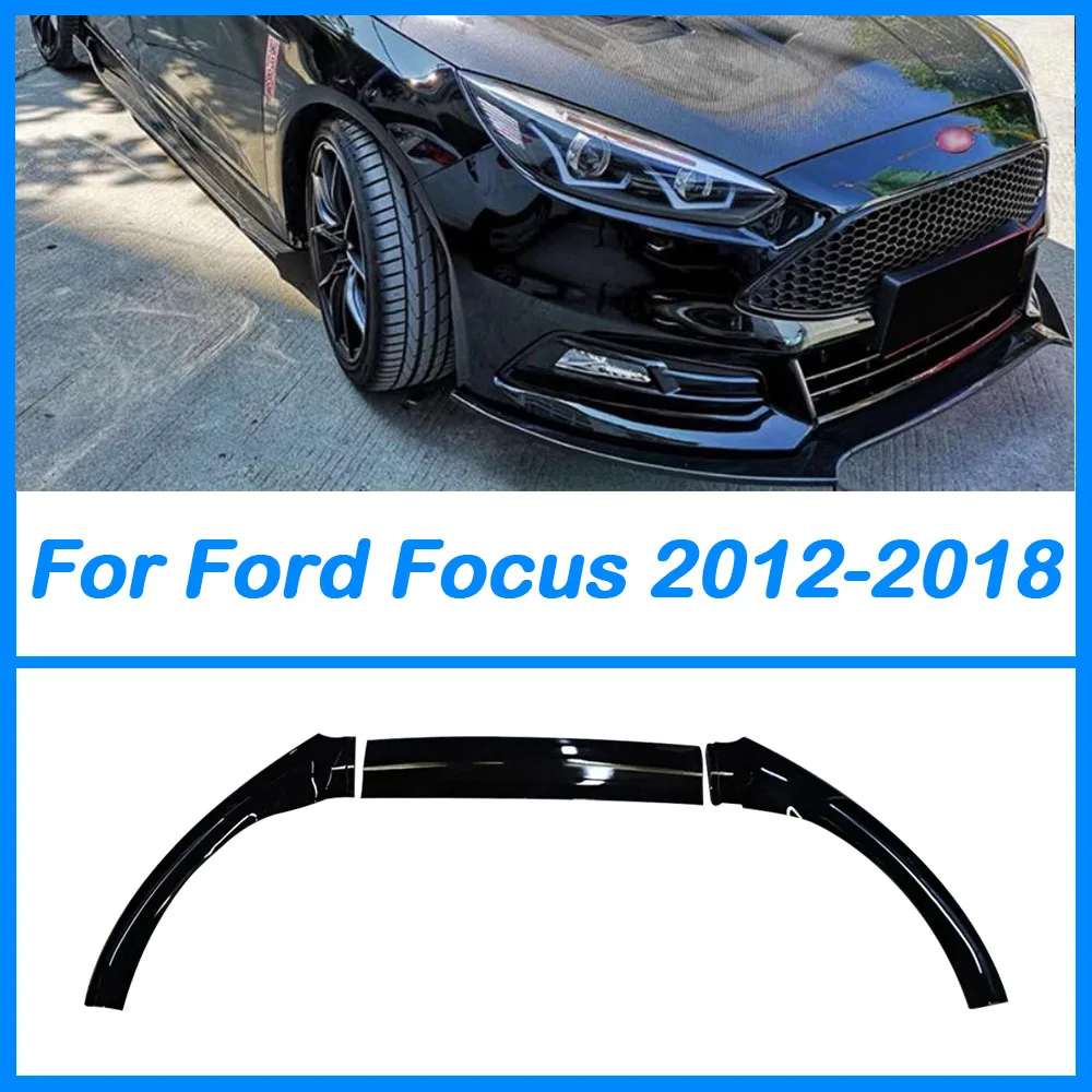 For Ford Focus ST Line RS MK4 2012-2018 Black Front Bumper Lip Guard Diffuser Splitters Body Kit Protector Tuning Accessories