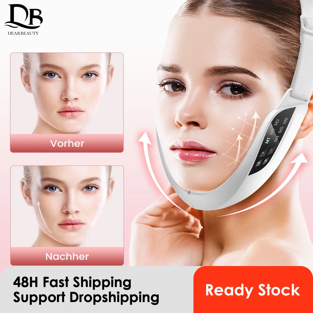

Electric EMS V Face Lifting Beauty Device 6 Modes 8 Levels Micro-current Facial Firming Massager Double Chin Removal Skin Care