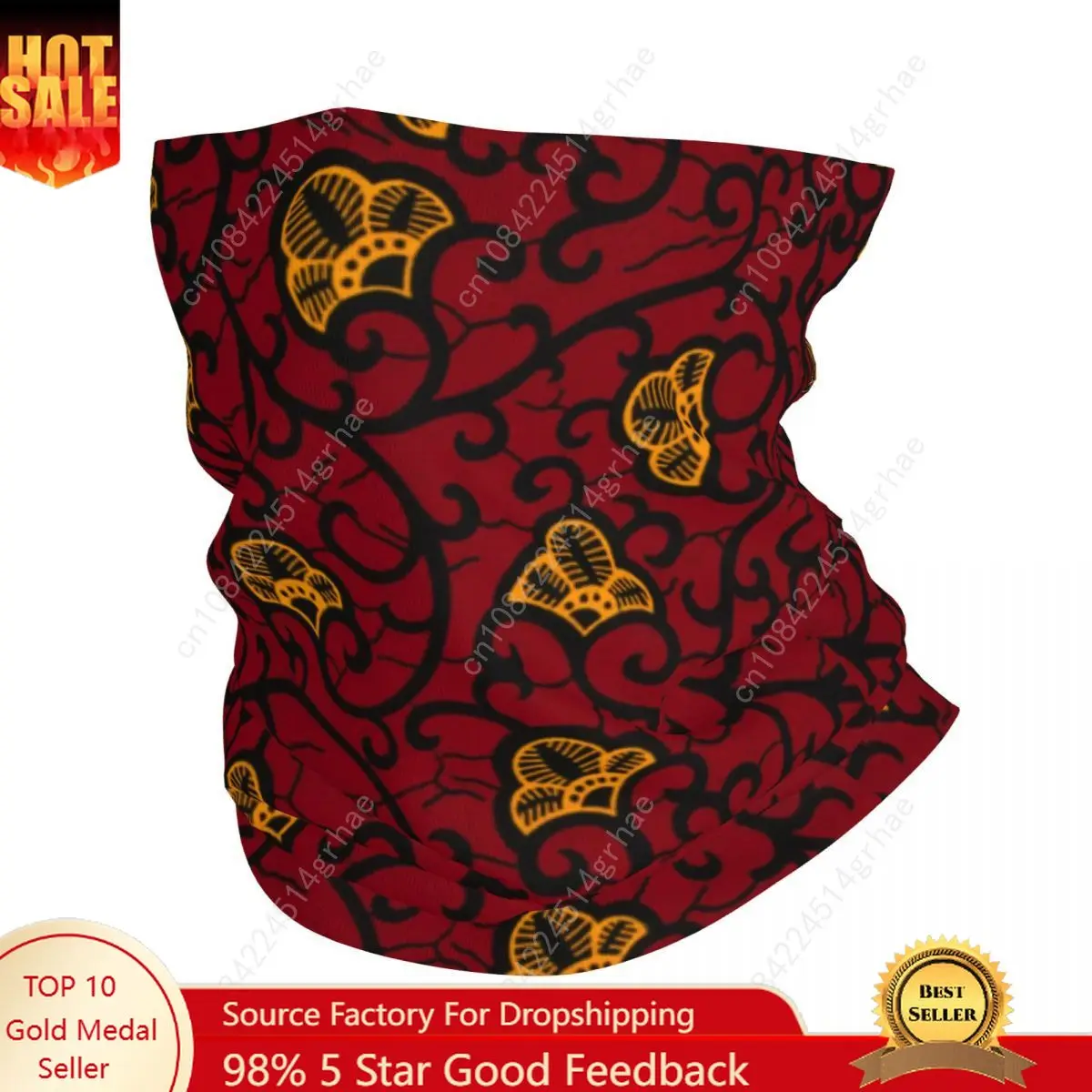 

Custom Traditional Ankara African Print Bandana Neck Gaiter for Ski Camping Wrap Scarf Headband Warmer Face Scarf Cover