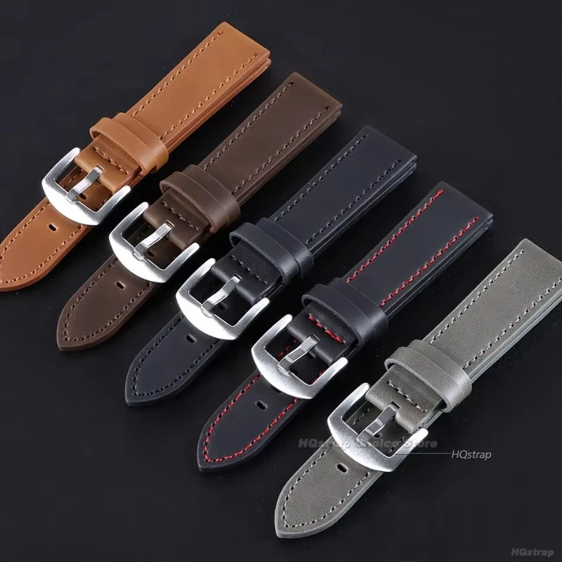 الجلود أشرطة ساعات يد 18 مللي متر 20 مللي متر 22 مللي متر 24 مللي متر الأشرطة النساء الرجال حزام الساعات ساعة اكسسوارات البني الأسود الأزرق حزام استبدال حزام