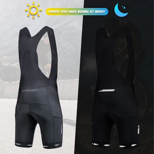 Imagen 2 del producto X-TIGER pantalones cortos con pechera para ciclismo para hombre con bolsillo trasero, pantalones cortos acolchados de Gel 5D para hombre, medias para ciclismo de montaña y carretera