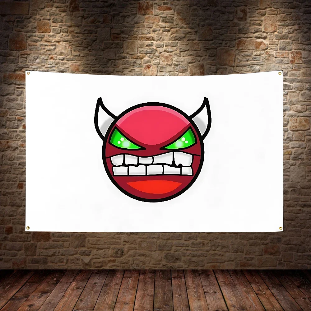 Video Game Geometry Dash Flag Polyester Digital Printing Banner For Bedroom Wall Art Tapestry Decoration Flag