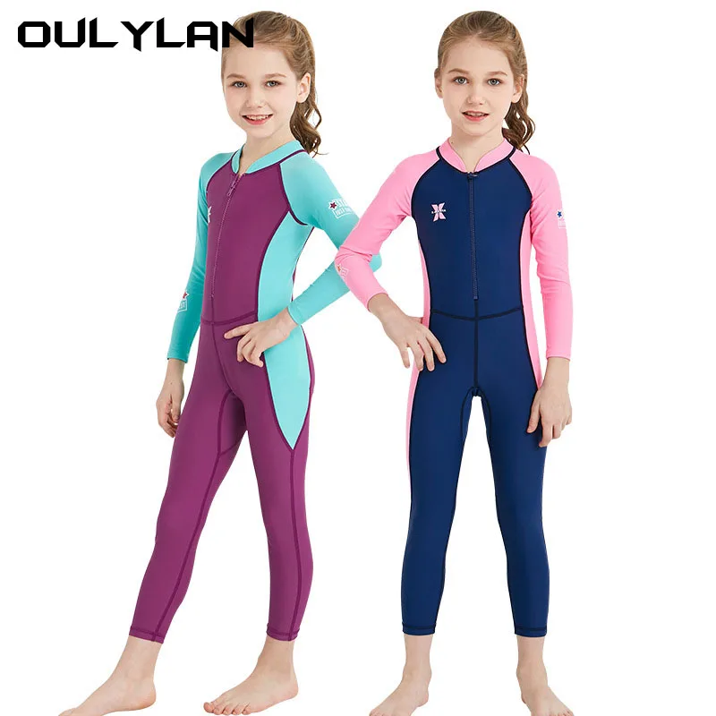 

Children's Swimsuit, One-piece Long Sleeved, Mid Summer, Big Children's Quick Drying Sun Protection Swimsuit, Girls And Boys