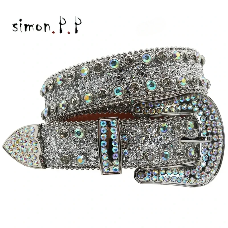 Punk Skull Rhinestone Belts Metal Globe Buckle Fashion Luxury Studded Belts for Men Ceinture PU Homme Belt For Jeans Men