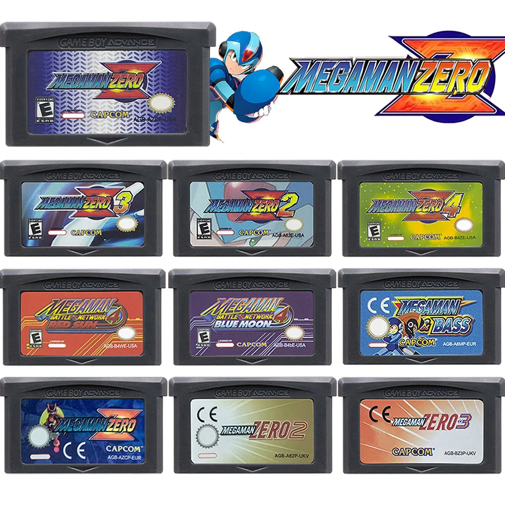 Novos Cartuchos de Jogo da Série Megaman Zero GBA, Cartuchos de Videogame de 32 bits, Console Megaman Zero 1 2 3 4, MegaMan & Bass, Megaman Red Sun