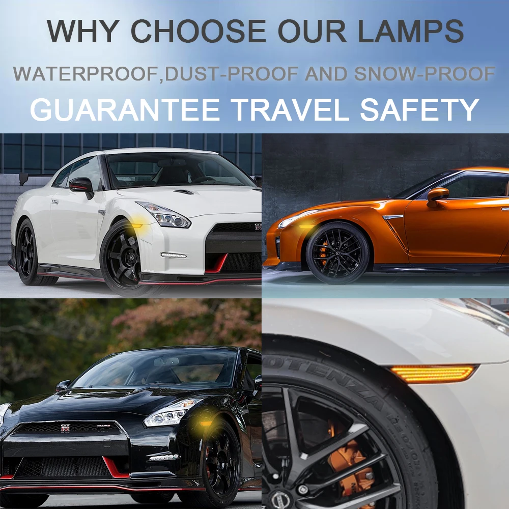 LED متتابعة الوامض الجبهة الحاجز ضوء الجانب ماركر بدوره مصباح إشارة لنيسان GTR R35 كوبيه GT-R Nismo V6 07-22 Canbus العنبر