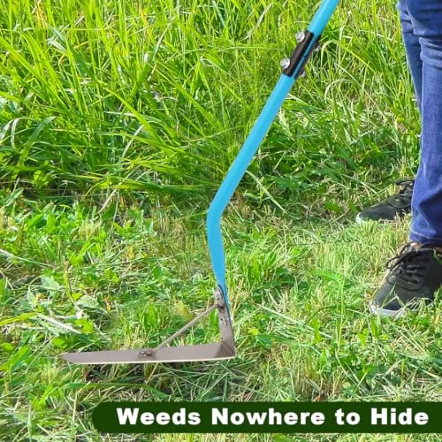 Cortador de ervas daninhas manual com lâmina de aço inoxidável 304 de dois gumes para capina de jardim eficiente alça ergonômica de borracha macia de 41 polegadas