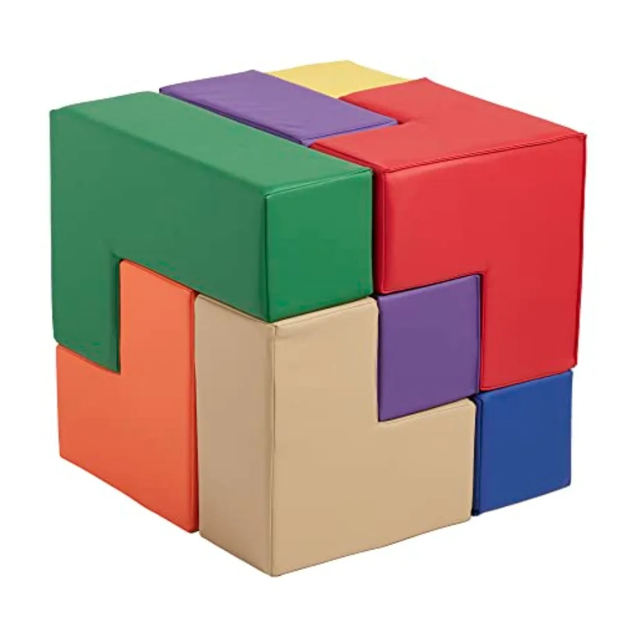

Beginner playset for educational STEM learning: soft foam building blocks in assorted bright colors, lightweight and safe for t