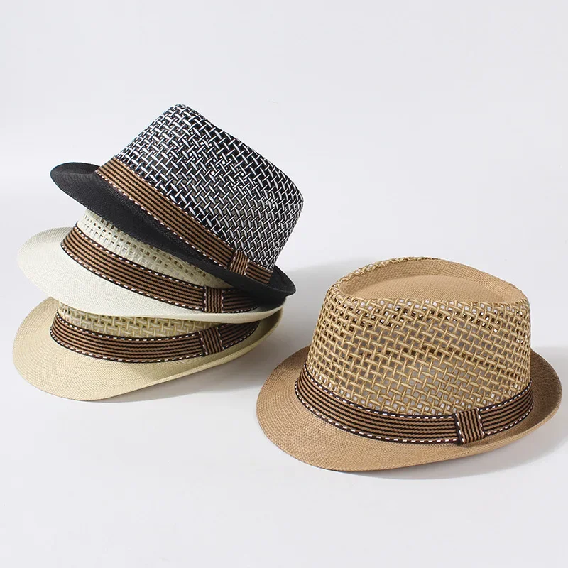 1PC Solid Color Bohemian Straw Hat UV Protection Woven Decorative Fashion Accessory for Men And Women Versatile All-Season