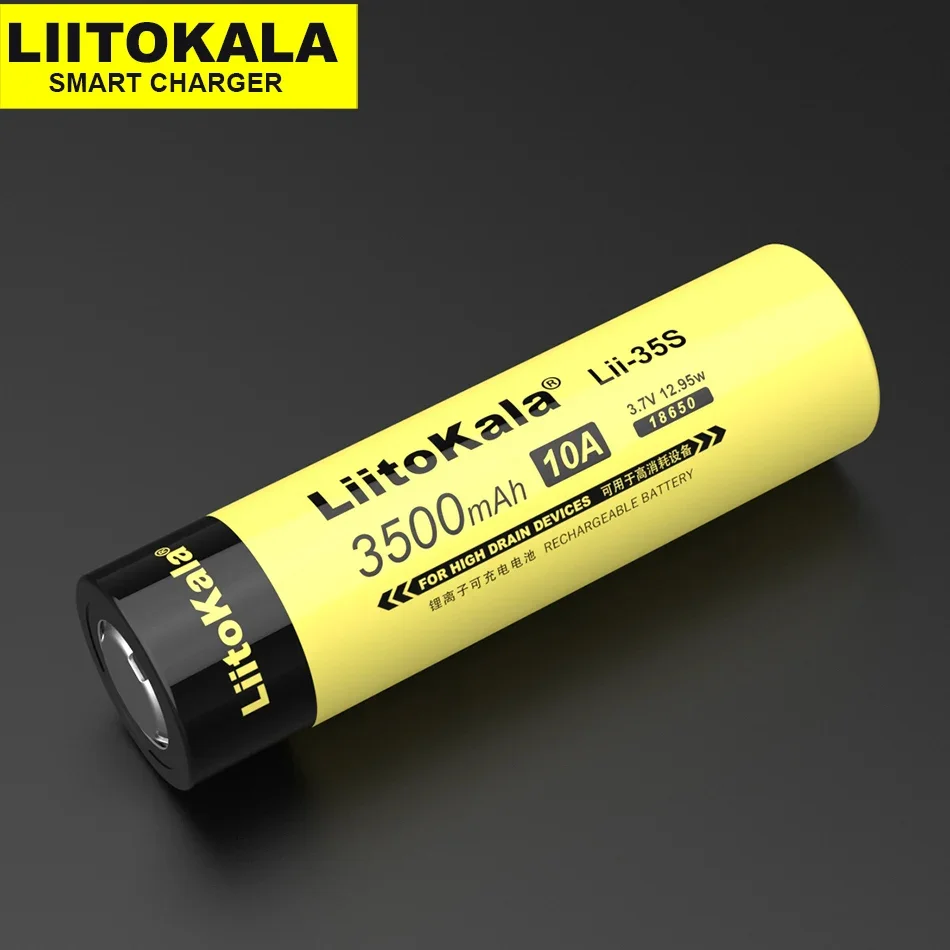 10PCS / lot. LiitoKala Lii-35S New 18650 3.7V Li-ion 3500mAh Lithium Battery For High Drain Devices.
