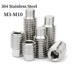 304 Stainless Steel Allen Head Hex Hexagon Socket Set Screw with Dog Point Grub Convex End Bolt M3 M4 M5 M6 M8 M10 DIN915