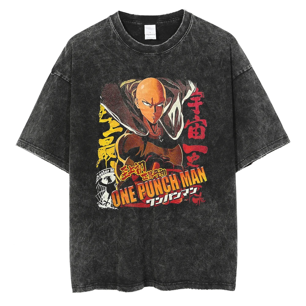 Anime ONE PUNCH MAN Saitama Funny Graphic Printed T Shirt Men Women Washed Cotton Tshirts Plus Size Tee Harajuku Male T-shirt view 5