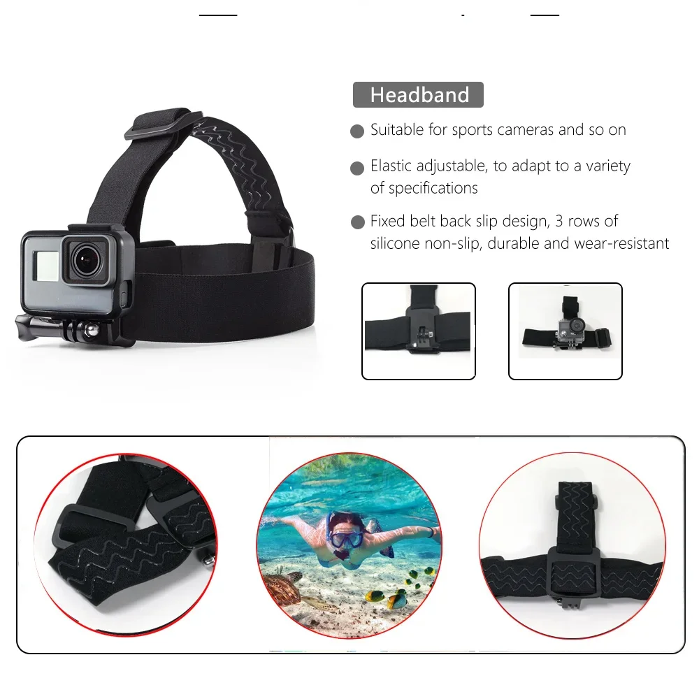 Chest Head Mount Tripé Kit, Action Camera Acessórios, Fit para Gopro Hero