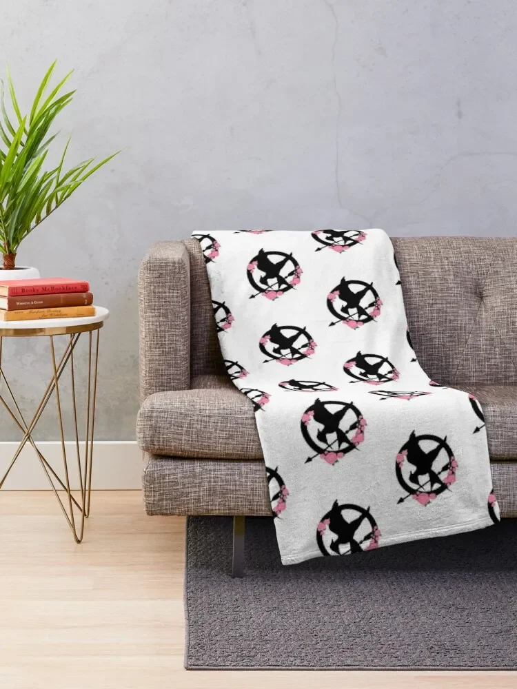 Mockingjay logo flowers Throw Blanket Extra Large Throw Blankets For Bed Blankets