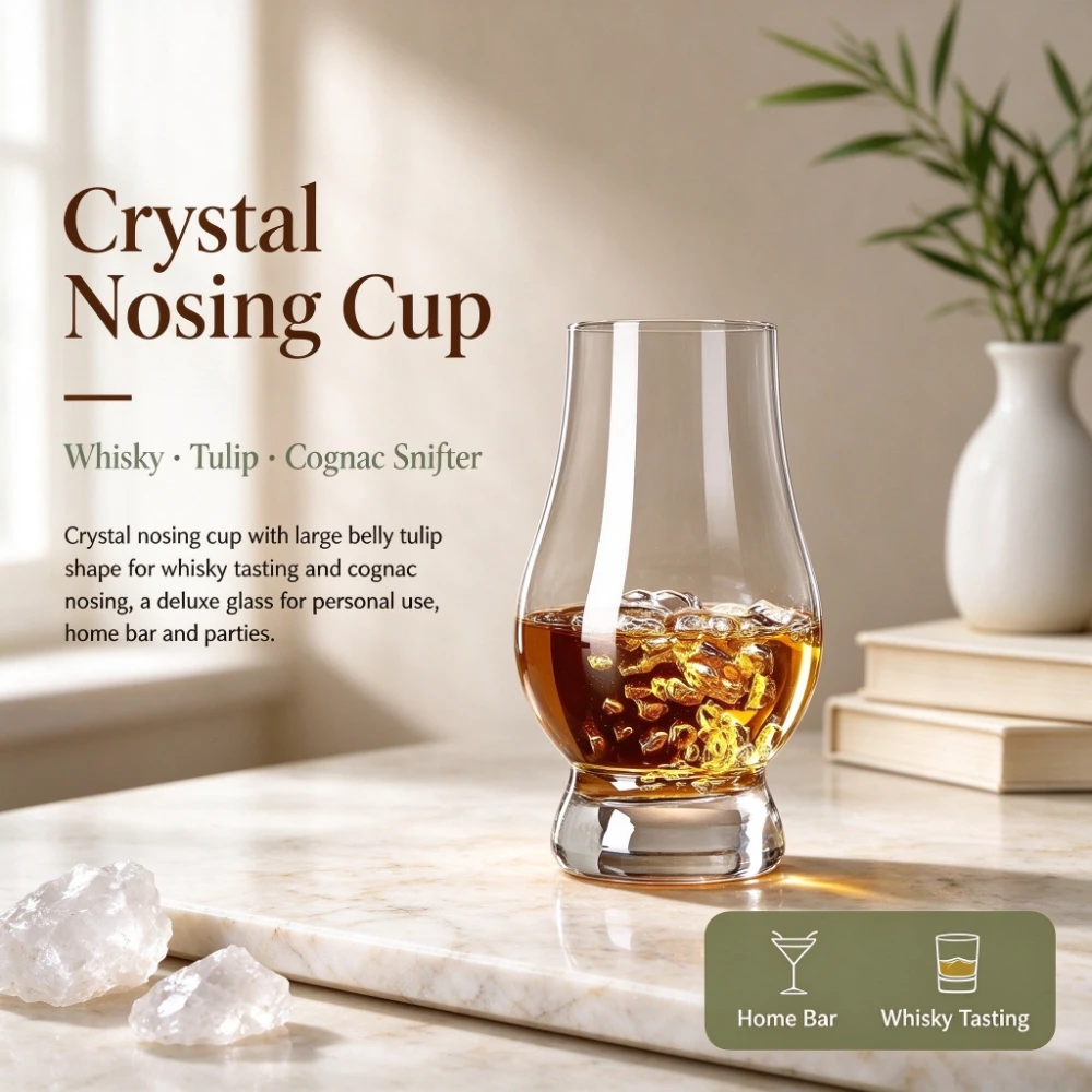 Crystal Nosing Cup Whisky Tasting Glass Large Belly Tulip Shaped Cognac Snifter for Personal Use Home Bar Party Deluxe Gift Set