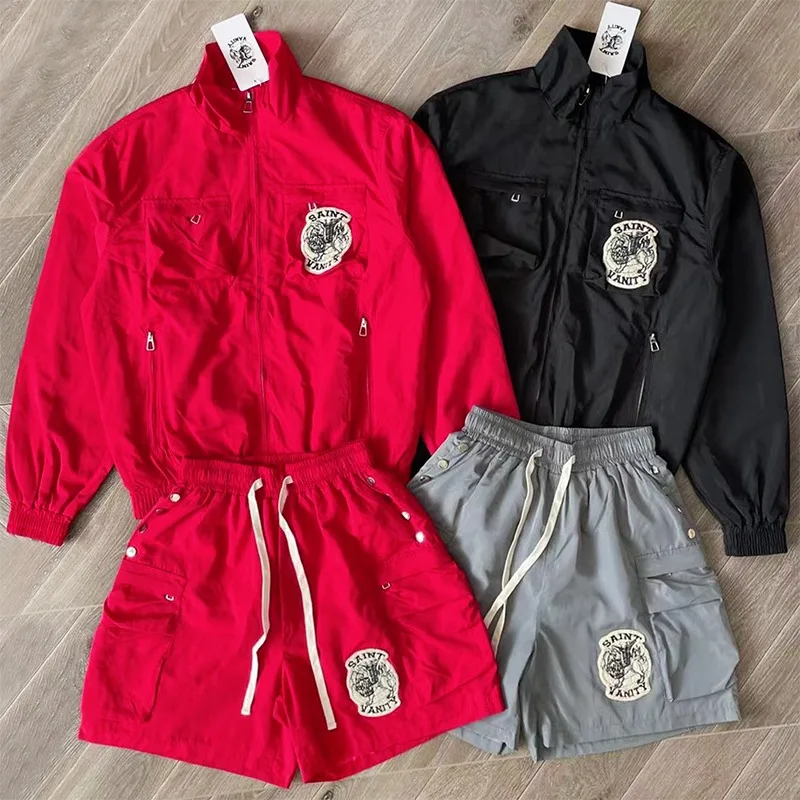

SAINT VANITY Rivet Casual Sport Shorts Jacket Set Men Wome Fall Winter New Style