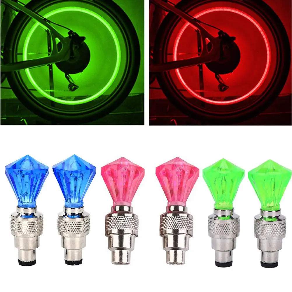 2pcs Colorful Wheel Lights Neon Bike Spoke Lights Bicycle LED Light Tire Valve Cap Flashlight Neon Lamp Auto Accessories