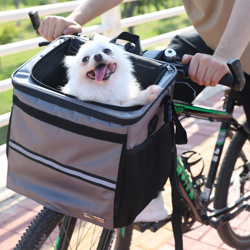 

Dog Bike Basket, Small Medium Pets Dog Basket for with Breathable Mesh, Removable Bicycle Basket Front Handlebar Bicycle Basket