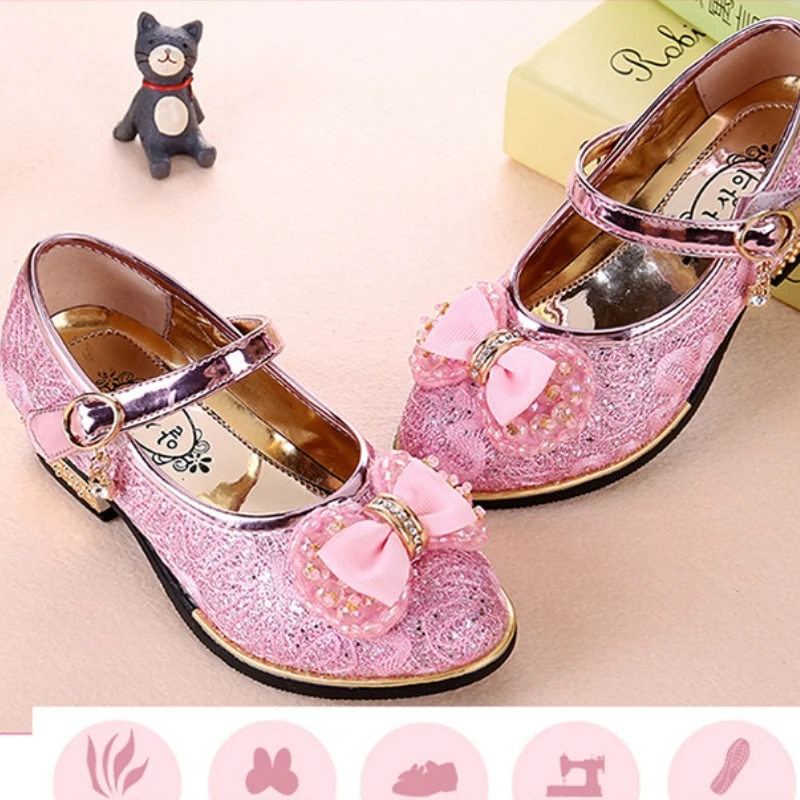 Zapatos Niña Girl Shoes Fashion Children Princess Shoe Bow Single Shoe Mary Jane Shoes Big Kid Shoes Leather Shoe Dress for Girl