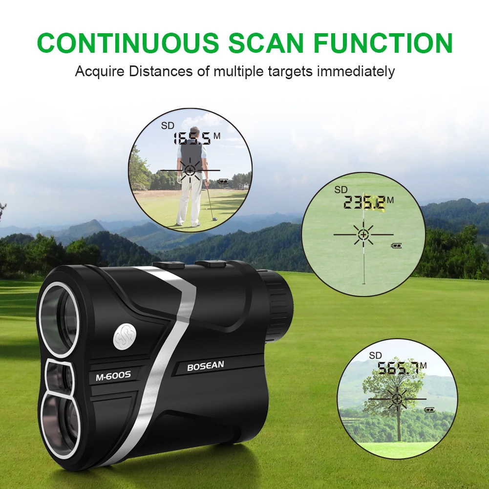 Bosean M-600S Golf Laser Rangefinder Distance Meter Rechargeable Golf Rangefinder for Hunting