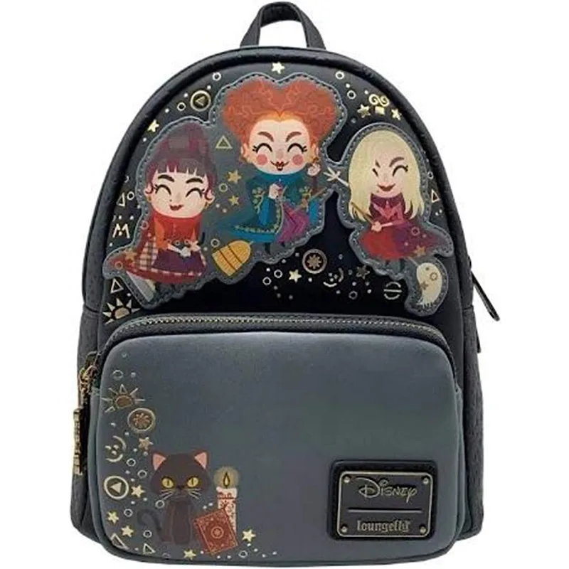 Loungefly Disney Hocus Pocus Mini Backpacks Winifred Mary and Sarah and The Loveable Cat Thackery Binx PU Cosplay Woman Backpack