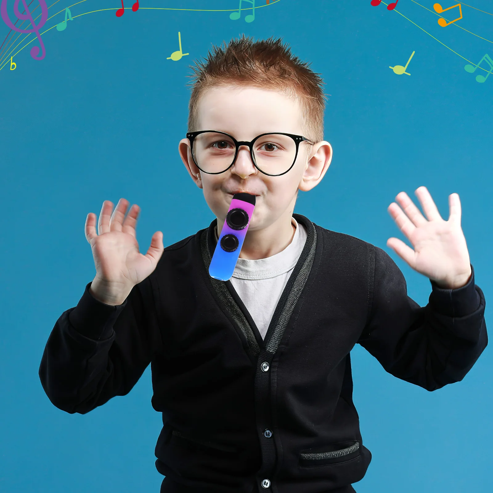 

2 Sets Kazoo Instruments Portable Mini Harmonica for Adults Kids Students Party Favors Double Flute Holes with Lanyard
