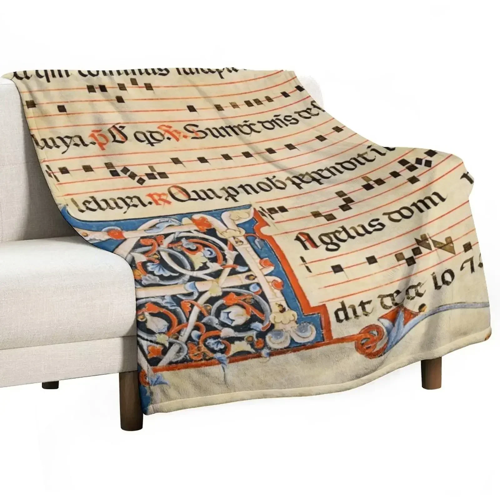 

Antiphonary - Medieval Musical Manuscript Throw Blanket Stylish Couch Blanket for Home Living Room