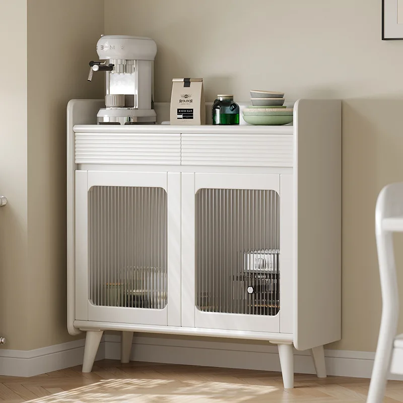 Nordic style solid wood sideboard, door to door, 80CM small apartment, living room, pantry cabinet, kitchen simple bowl and