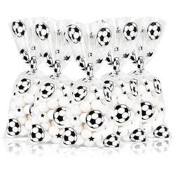 25/50pcs Soccer Candy Bags Kids Boys Birthday Sport Football Themed Party Plastic Cookie Gift Packaging Bags Decoration Supply