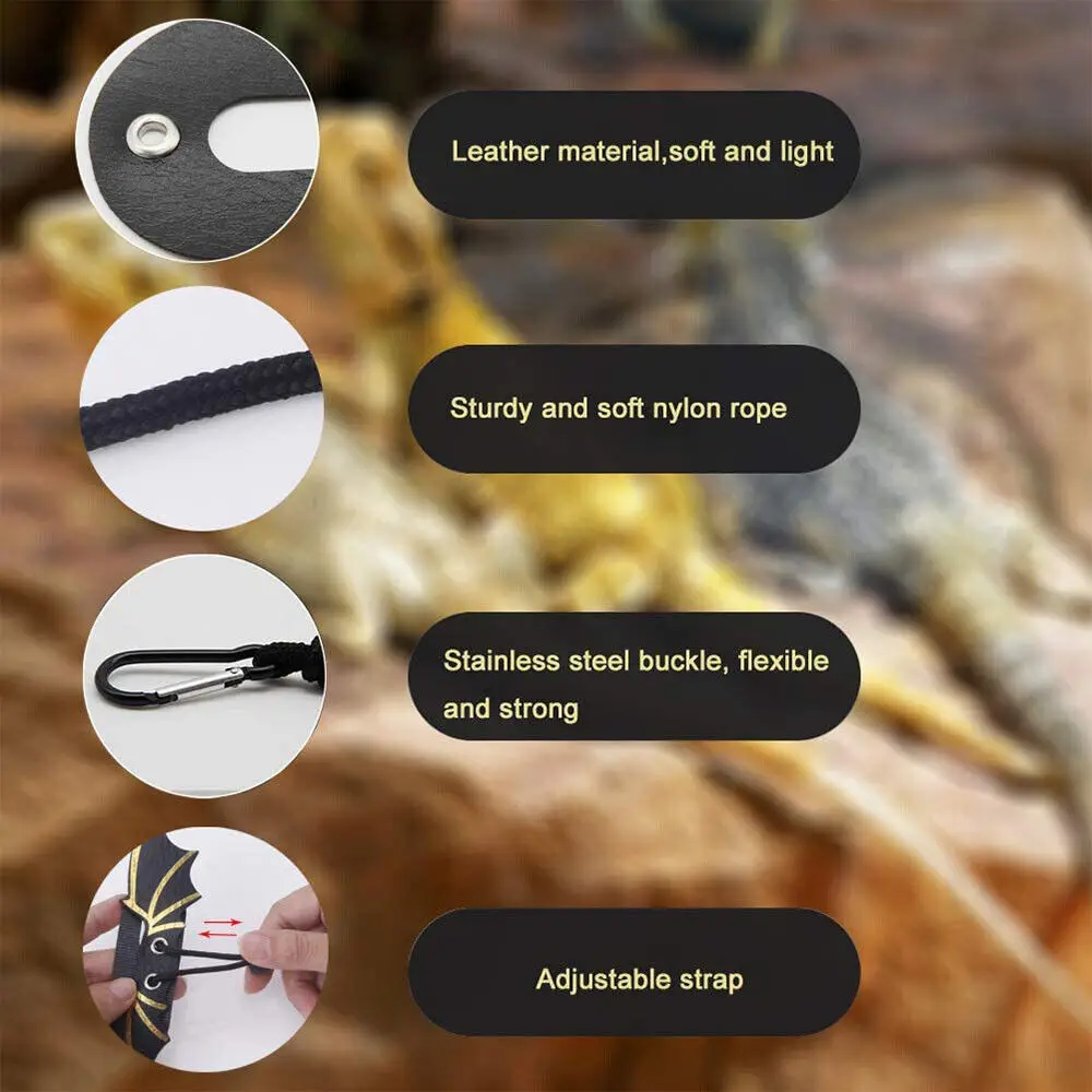 Adjustable Bearded Dragon Reptile Leash Harness set Wings Costume Clothes From Baby To Juvenile Lizard Iguana Gecko Chameleon