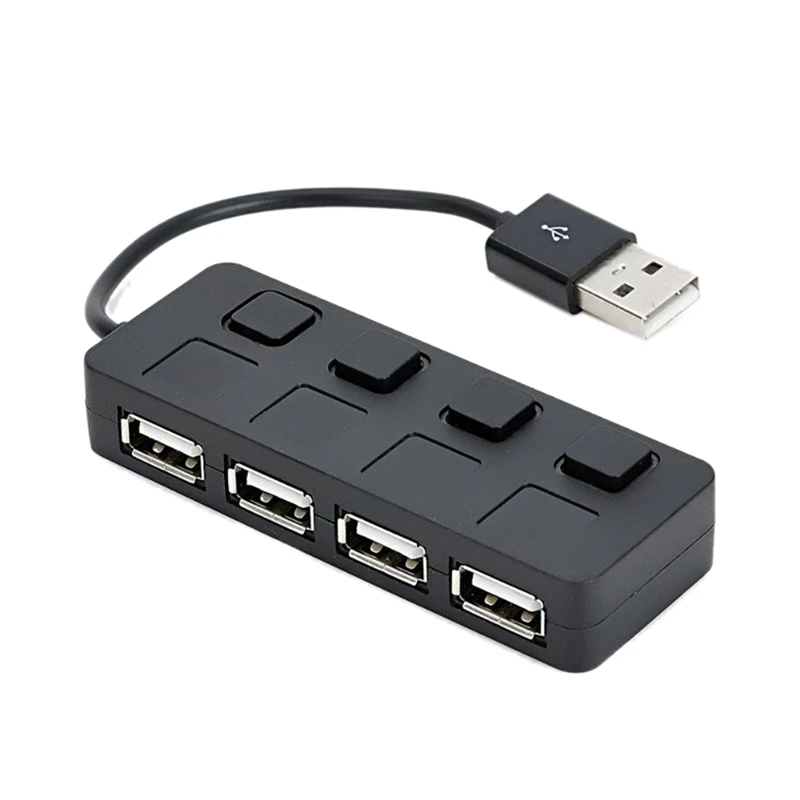 USB 2.0 HUB 4 Ports Expander Multiple USB 2.0 Hub Use Power Adapter Switch For PC Computer