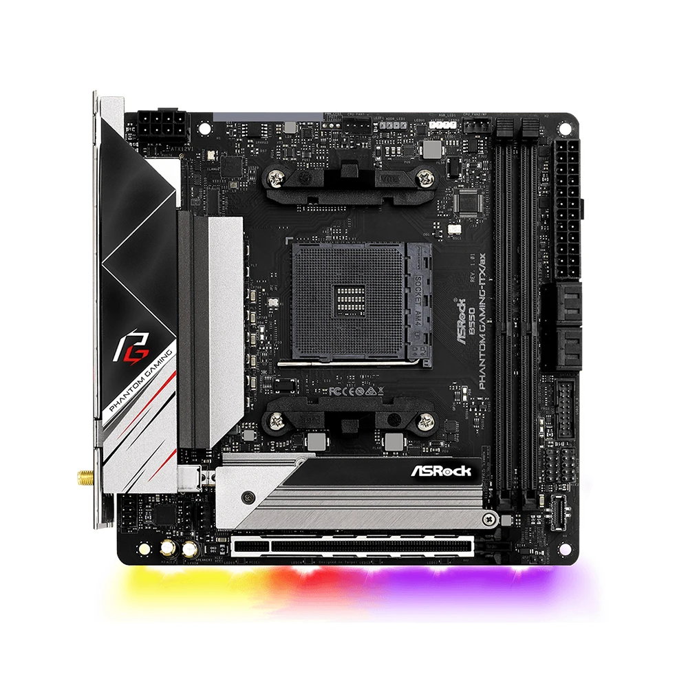 ASRock B550 Phantom Gaming-ITX/ax Motherboard Support 3600X 5600G 5700X 5800X3D 5900X CPU 4xDDR4 64GB M.2 AM4 PCIe 4.0 Mini-ITX
