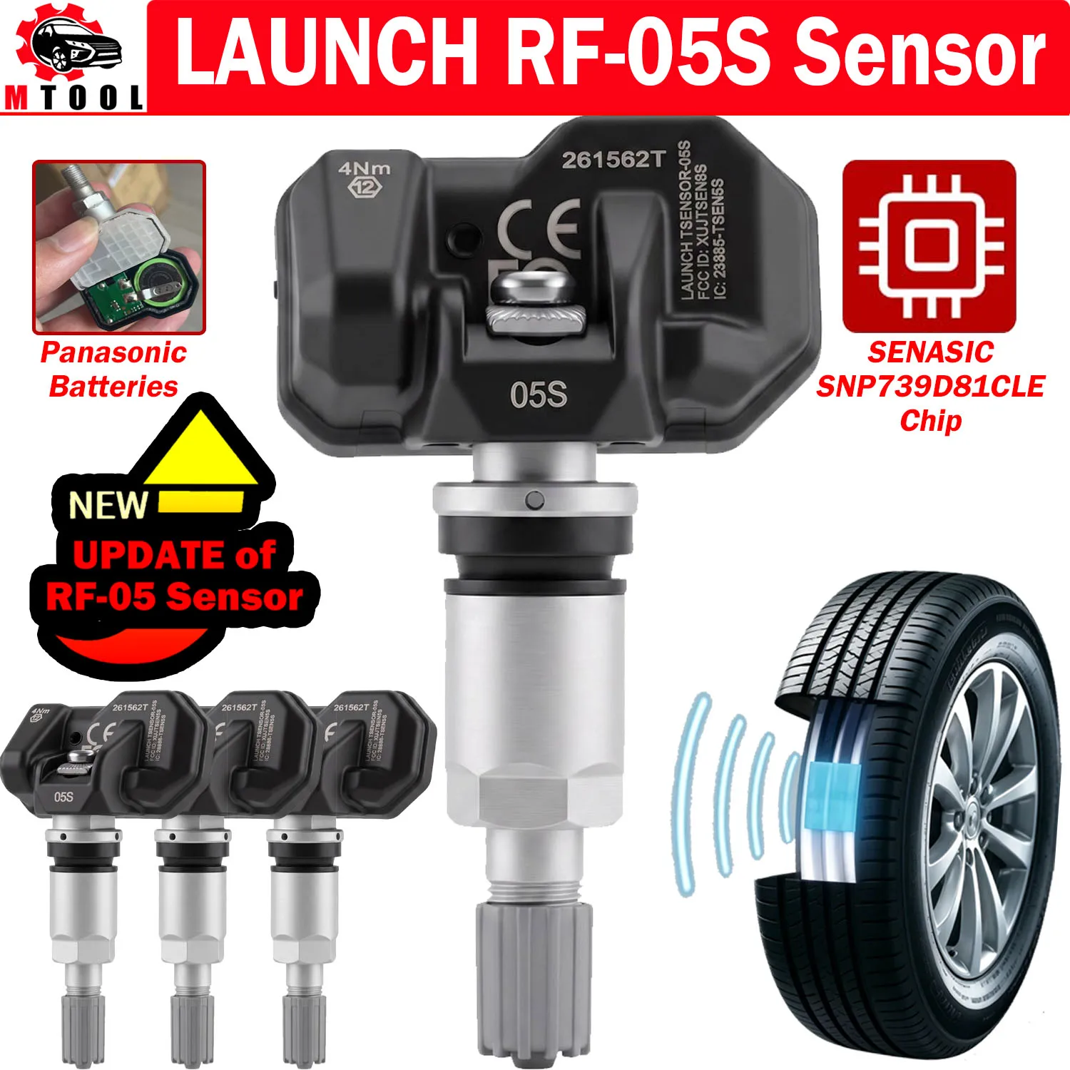 

NEW Launch TPMS Sensor LTR-05S RF Dual Frequency 315MHz 433MHz OE-Level Universal Programmable TPMS Sensors for Tire Pressure