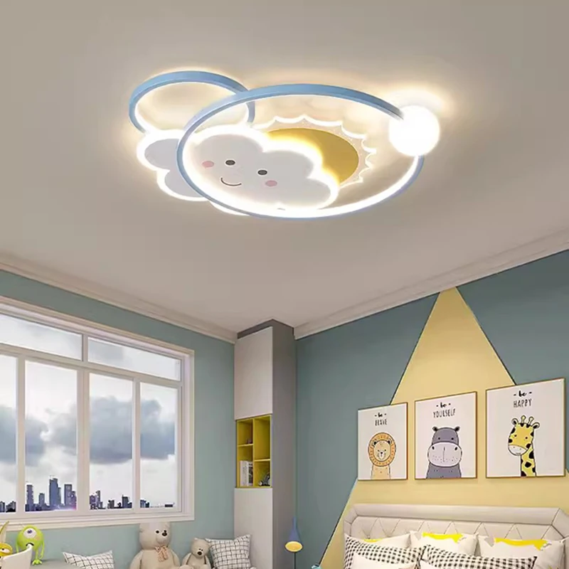 LED Children\'s Room Ceiling Lights Cute Sun Rainbow Cloud Light Creative Cartoon Nursery Little Boy Girl Bedroom Ceiling Lamps