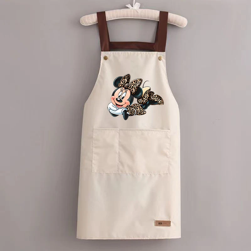 MickeyMinnie Mouse Kitchen Apron Waterproof Ladies Men Home Aprons Cute Wipeable Oil Resistant Baking BBQ Restaurant Cafe Aprons