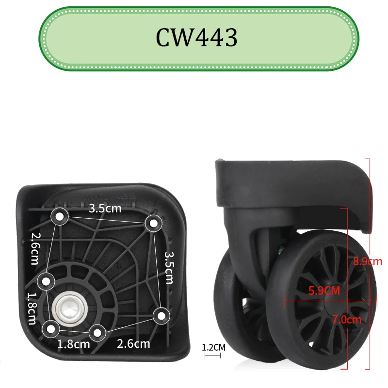 Cocok untuk QUNYUE CW443 casing troli Roda Universal pengganti bagasi roda kastor geser perbaikan tahan aus