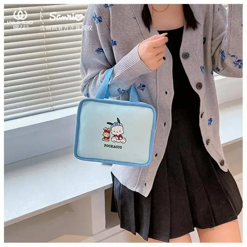 

Новая косметичка Canvas My Melody, портативная ручная сумка Kawaii Kuromi Hello Kitty для женщин, милая сумка для стирки с героями мультфильмов