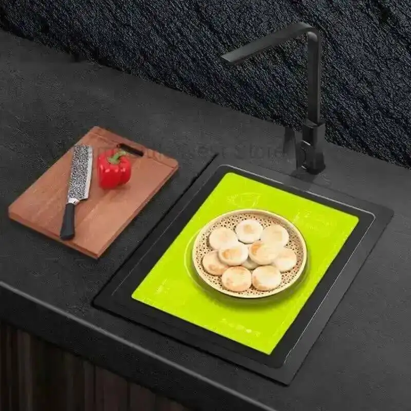 Küchenspüle aus Edelstahl 304, schwarz, Nano, kleines Waschbecken mit einem Schlitz, Geschirrspülinsel, Waschbecken mit Abdeckplatte