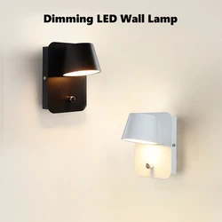 Dimming LED Wall Lamp With Knob Switch 350 Degrees Rotatable Bedroom Bedside Light Aluminum Indoor Sconce Lighting