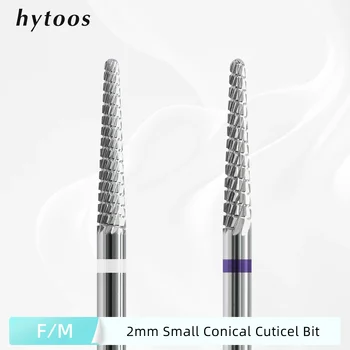 Hytoos pequeno cone cutícula limpa prego brocas 3/32 carboneto cônico prego bit, segurança profissional sob unhas limpador de pele morta