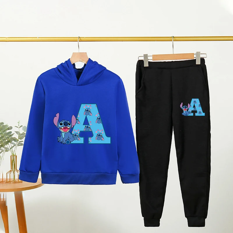 

Brand Clothes Kawaii Stitch Hoodie Set Sweatshirts Later Hoodie Sonic Long Sleeve Pullover Boy Girl Tracksuit Set