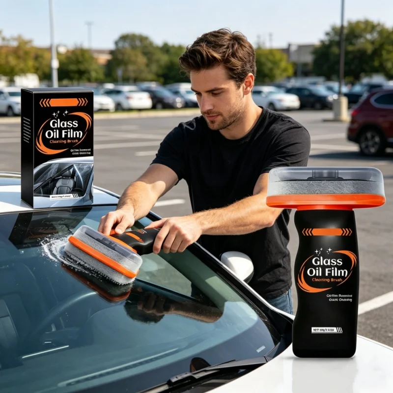 1PC Car Glass Oil Film Remover Windshield Cleaning Brush Anti-Fog & Anti-Glare Glass Cleaner for Automotive Windows