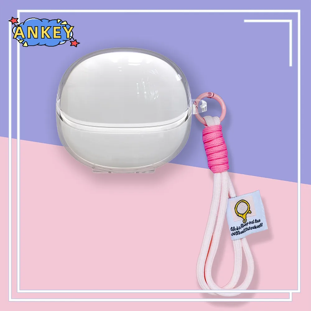 Clear Case for QCY MeloBuds Pro Nylon Lanyard HT08A Soft Protective Cover Shells Anti Dust Sleeve Hand Rope Strap Accessories