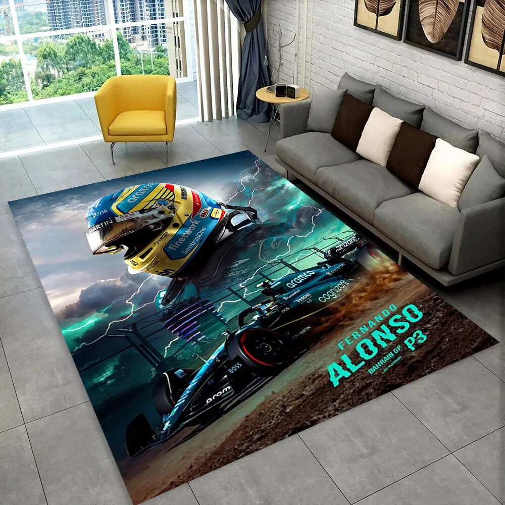 3D Fernando Alonso 14 F1 Racer Area Rug,Carpet Rug for Living Room Bedroom Sofa Doormat Decoration, Kids Play Non-slip Floor Mat